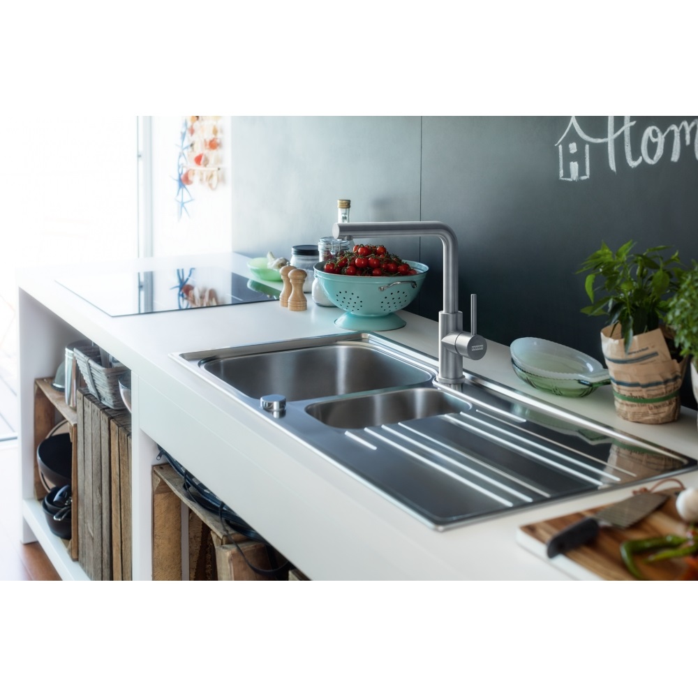 Franke Smart Glenda Miscelatore Monocomando da Cucina in Acciaio Inox Satinato con Canna Girevole 180° e Leva Laterale
