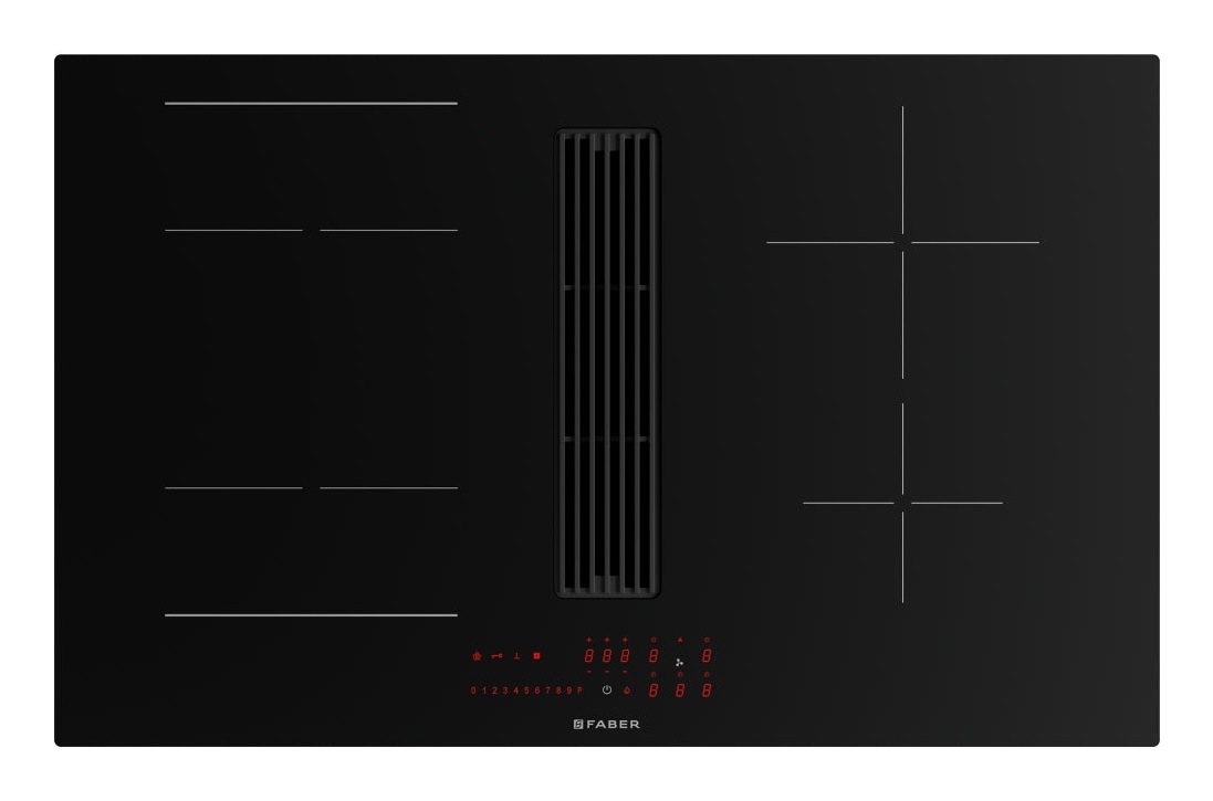 FABER GALILEO LINEAR A830 Nero Da incasso 83 cm Piano cottura a induzione 4 Fornelli con Cappa Integrata