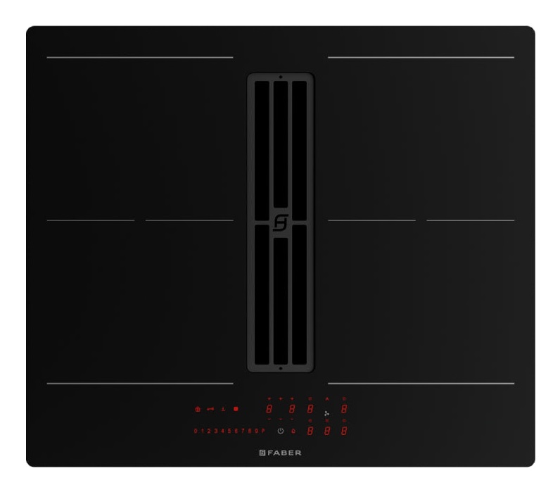 Faber GALILEO SLIM A600 Piano Cottura a Induzione Aspirante 60 cm Nero con Cappa Integrata - 4 Zone di Cottura