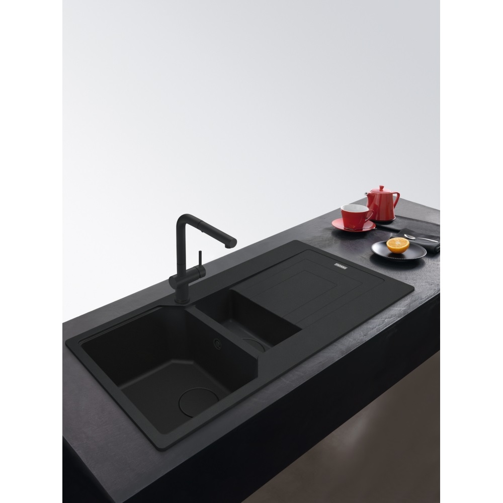 Franke UBG 651-100 Lavello da Incasso in Fragranite Black Matt 100 x 50 cm con 1 Vasca e 1/2 e Gocciolatoio Reversibile