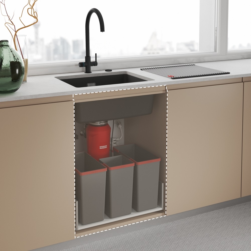 Franke Miscelatore Bicomando Lina Clear Water 2.0 J Nero - Ottone, Altezza 39,7 cm, Rotazione Canna 360°