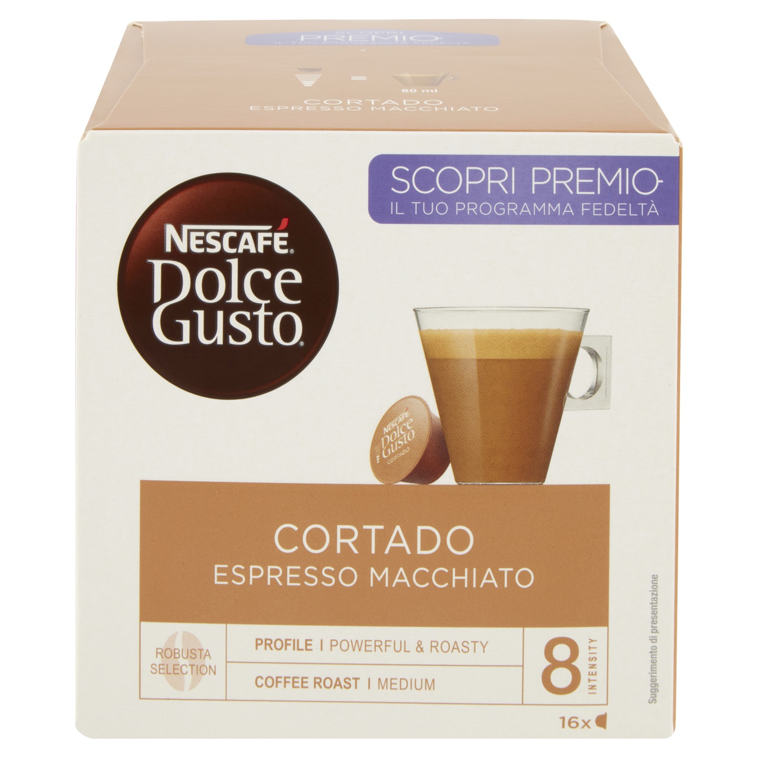 Nescafé Dolce Gusto Caffè Cortado Espresso Macchiato - 16 Capsule con Aroma Intenso e Cremoso