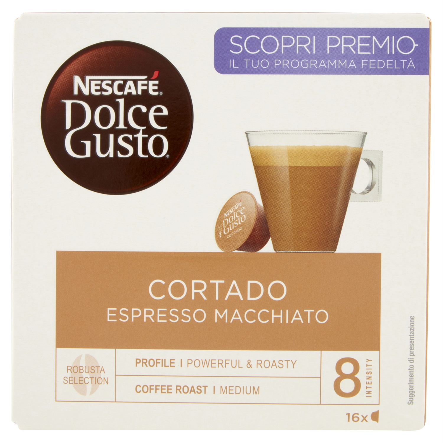Nescafé Dolce Gusto Caffè Cortado Espresso Macchiato - 16 Capsule con Aroma Intenso e Cremoso