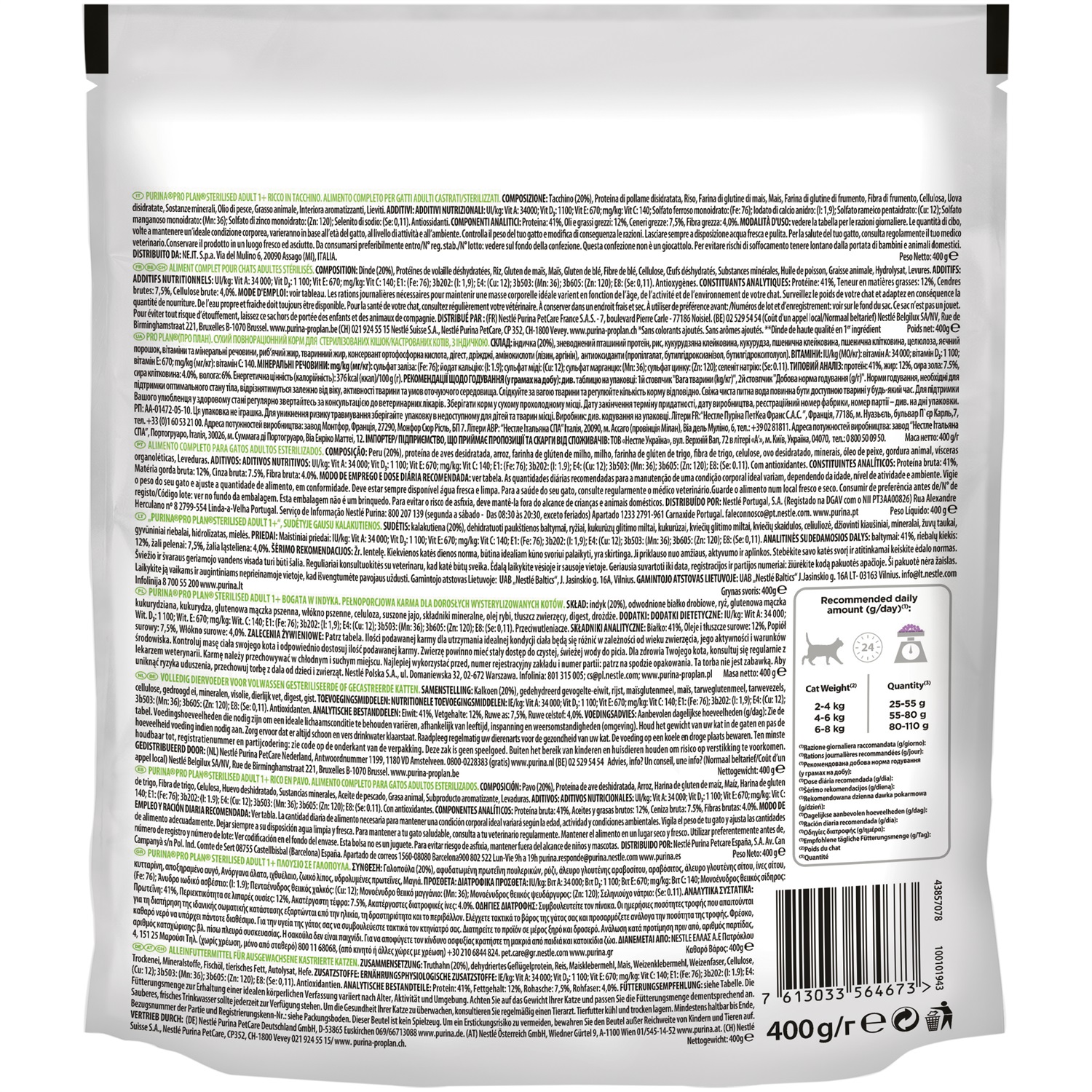 Purina Pro Plan Cibo Secco per Gatti Adulto Sterilizzati con Tacchino - 400 g