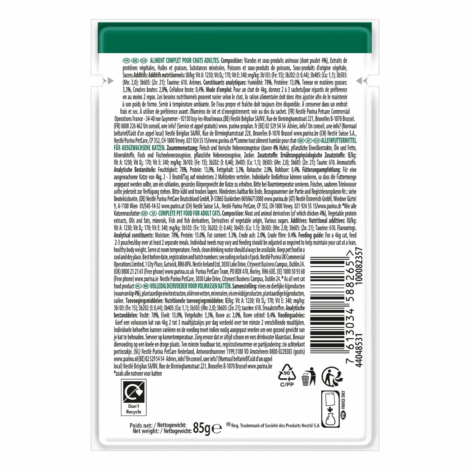 Purina Pro Plan Nutri Savour Cibo Umido per Gatti Sterilised con Pollo in Salsa - 85 g