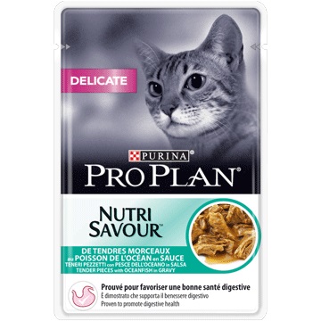 Purina Pro Plan Delicate Cibo Umido per Gatti - Pesce dell'Oceano - 10 Bustine da 85 g