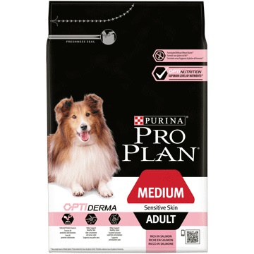 Purina Pro Plan Medium Adult Sensitive Skin Cibo Secco con Salmone e Riso - 3 kg
