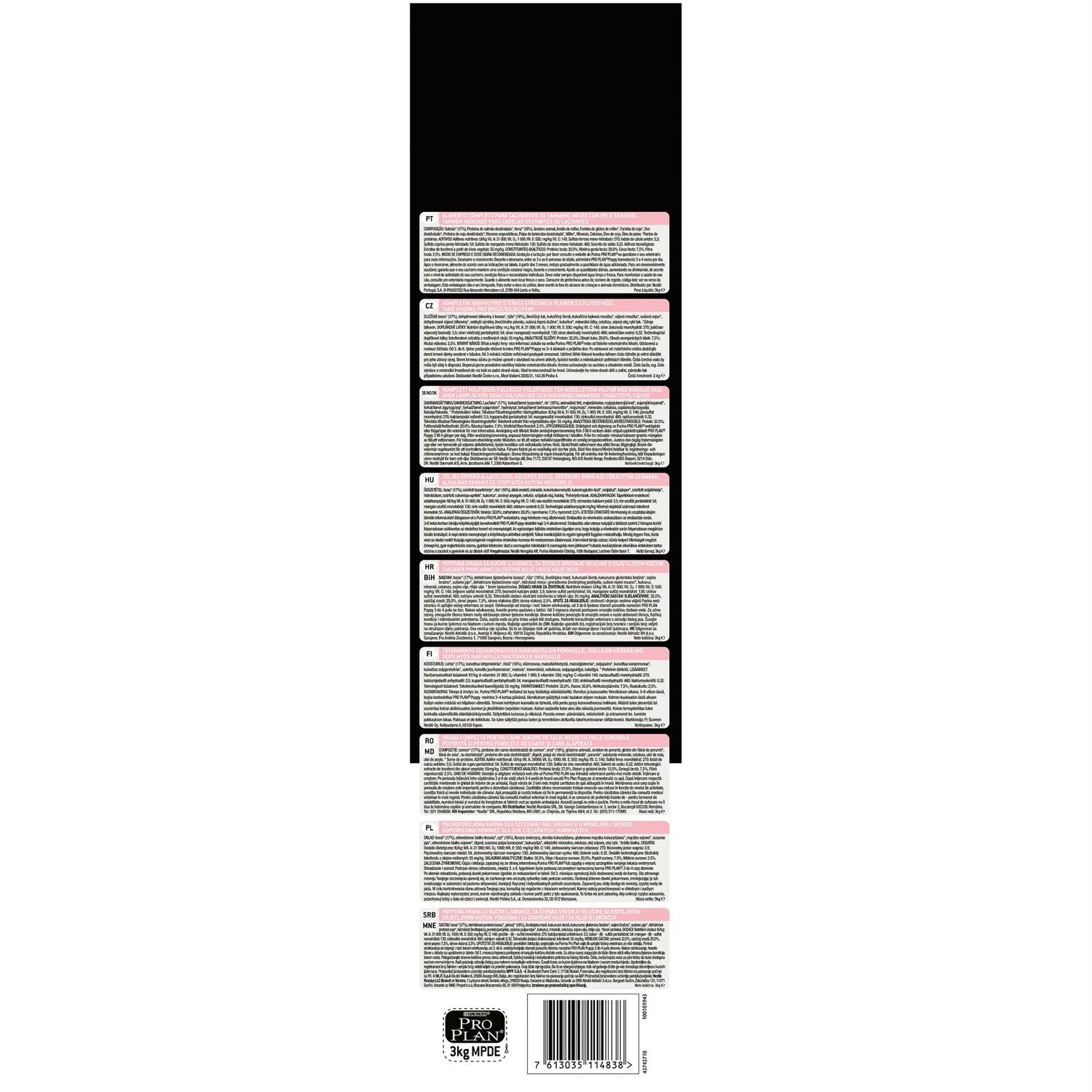 Purina Pro Plan Medium Puppy Sensitive Skin Cibo Secco per Cani - 3 kg, Ricco in Salmone e Riso