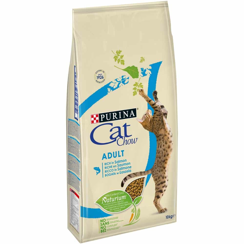 Purina Cat Chow Adult Cibo Secco per Gatti 10 kg con Salmone - Nutrienti Essenziali e Vitamina E