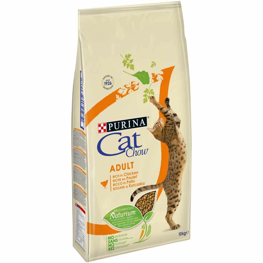 Purina Cat Chow Adult Cibo Secco per Gatti 10 kg - Ricco in Pollo, Alimento Completo con Naturium e Vitamina E