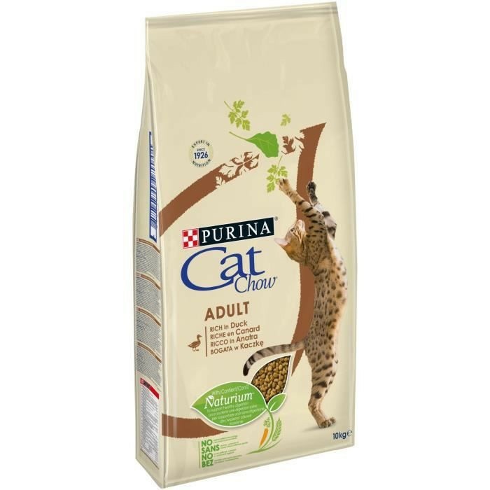 Purina Cat Chow Adult Cibo Secco per Gatti 10 kg - Ricco in Anatra con Vitamina E e Vitamine del Gruppo B