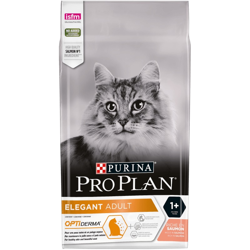 Purina Pro Plan Elegant Adult Cibo Secco per Gatti con Salmone - 1,5 kg - Alimento Completo per Gatti Adulti a Pelo Lungo