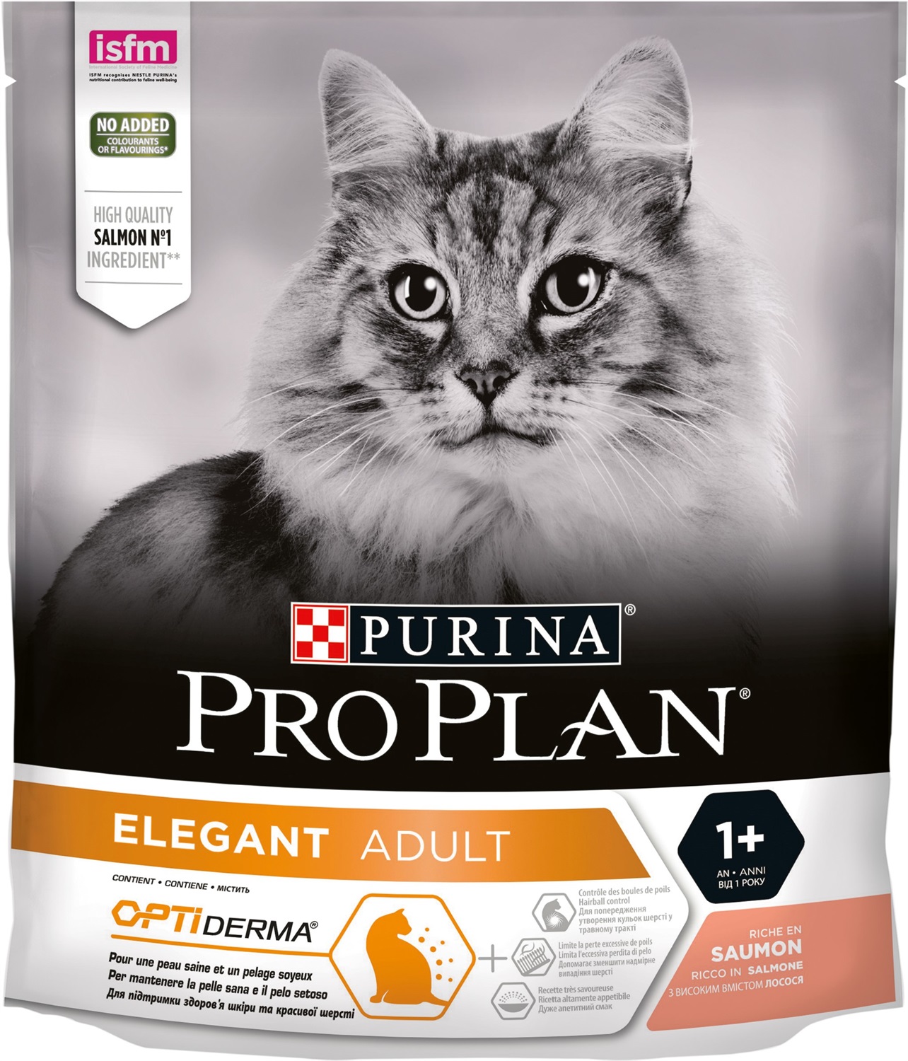 Purina Pro Plan Elegant Adult Cibo Secco per Gatti con Salmone 400 g - Alimento Completo per Gatti Adulti con Pelle Sensibile e Hairball Control