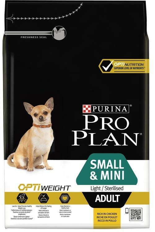 Purina Pro Plan Small & Mini Adult Light/Sterilised al Pollo - Cibo Secco per Cani - 3 kg
