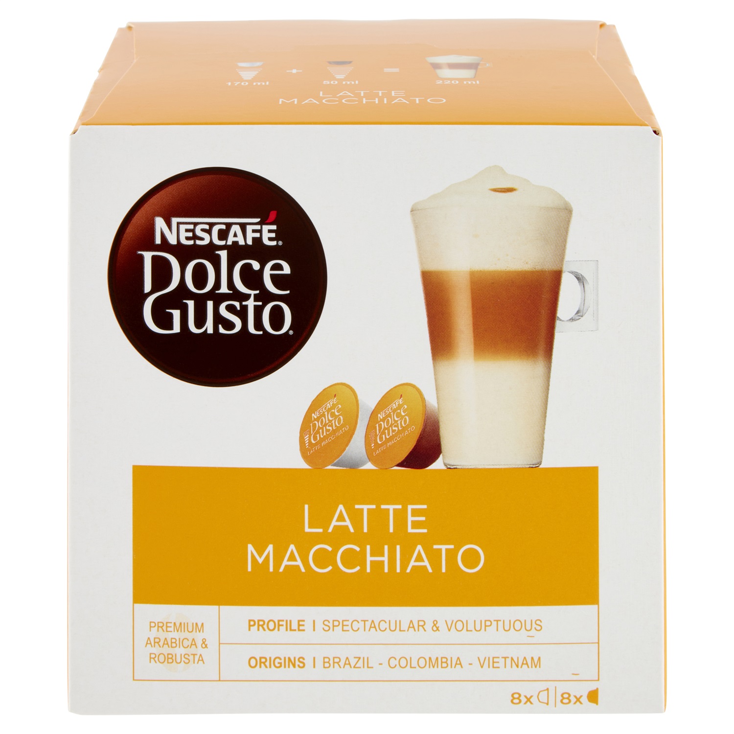 Nescafé Dolce Gusto Latte Macchiato - 16 Capsule Originali con Espresso Pura Arabica