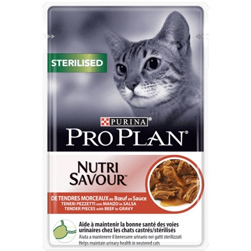 Purina Pro Plan Cibo Umido per Gatti Sterilizzati - Manzo in Salsa - 10x85g