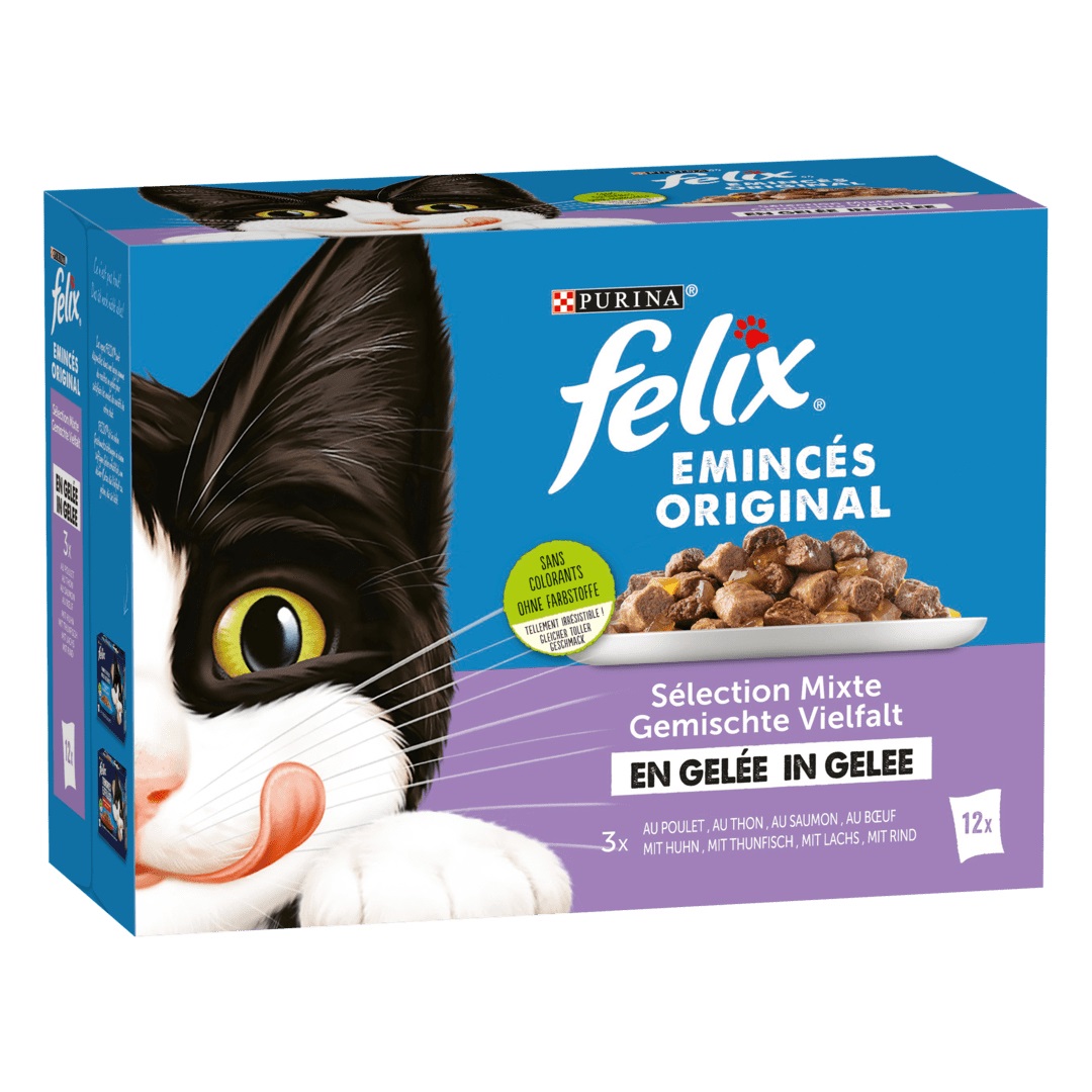 Felix Cibo Umido per Gatti in Buste di Gelatina - Selezione Mista 12 x 85 g - 100% Completo ed Equilibrato con Vitamine D & E e Omega-6