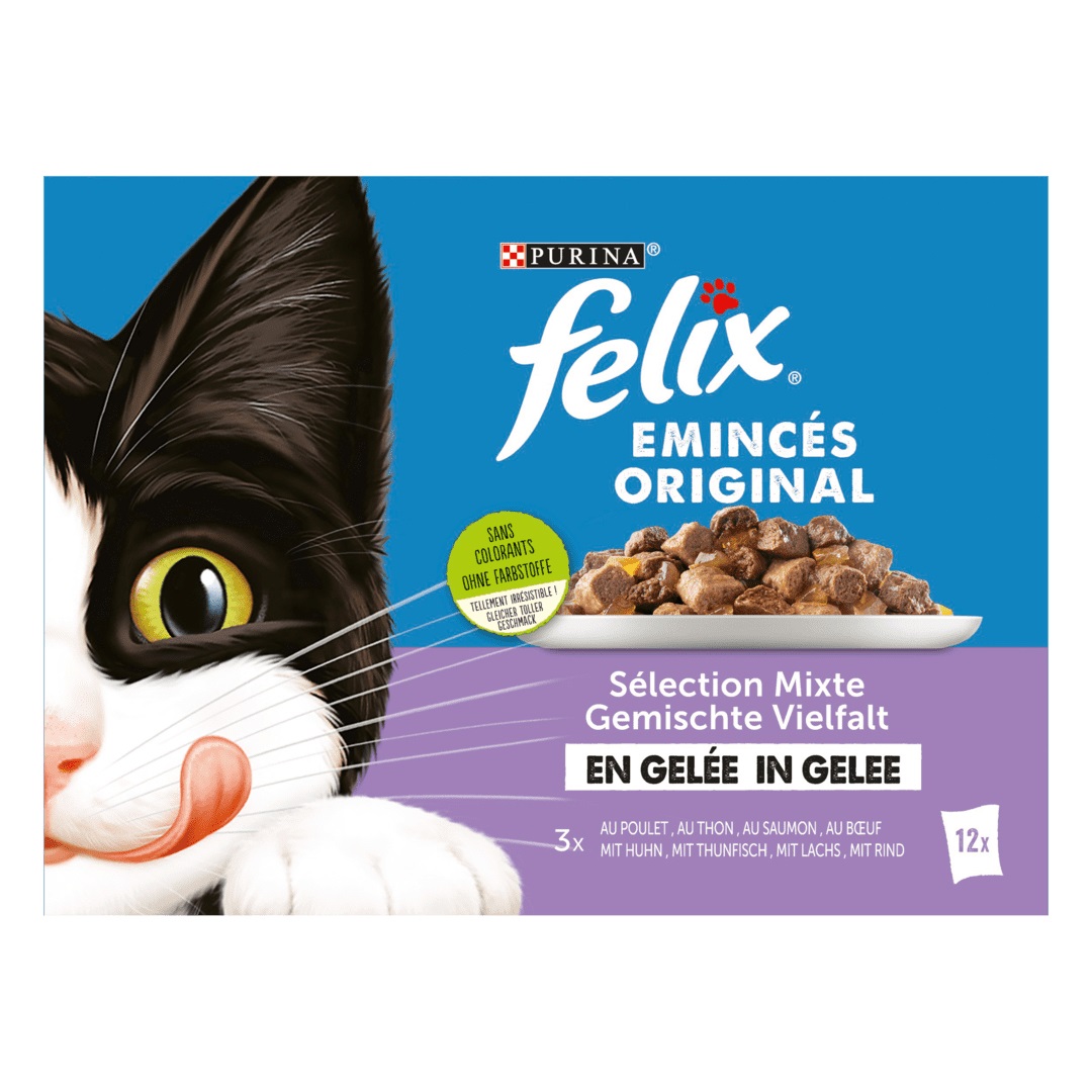 Felix Cibo Umido per Gatti in Buste di Gelatina - Selezione Mista 12 x 85 g - 100% Completo ed Equilibrato con Vitamine D & E e Omega-6
