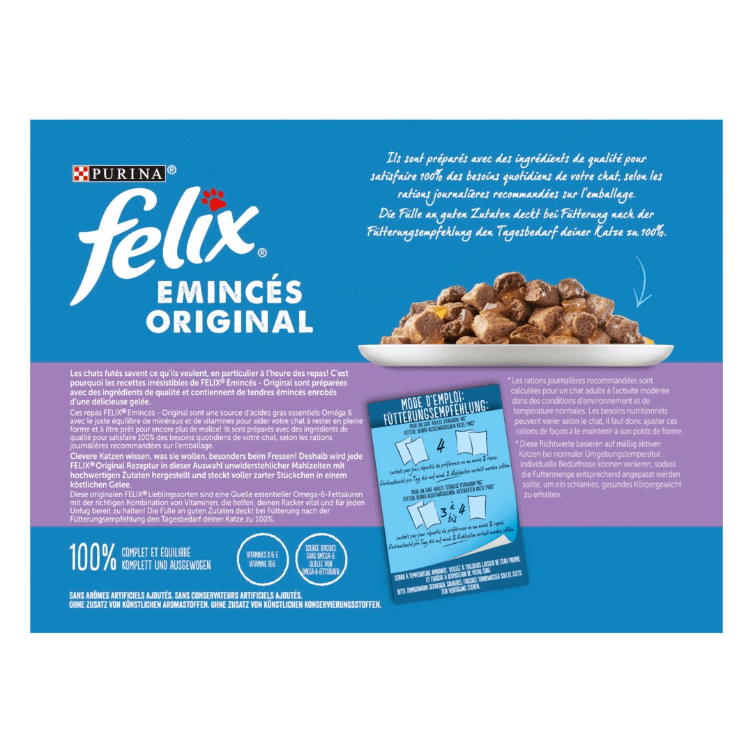 Felix Cibo Umido per Gatti in Buste di Gelatina - Selezione Mista 12 x 85 g - 100% Completo ed Equilibrato con Vitamine D & E e Omega-6