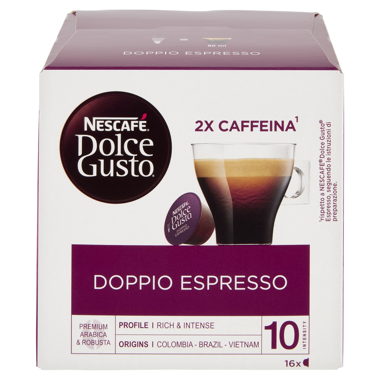 Nescafé Dolce Gusto Caffè Doppio Espresso - 16 Capsule, Intensità 10/13, Aroma Intenso con Note Fruttate e Crema Vellutata