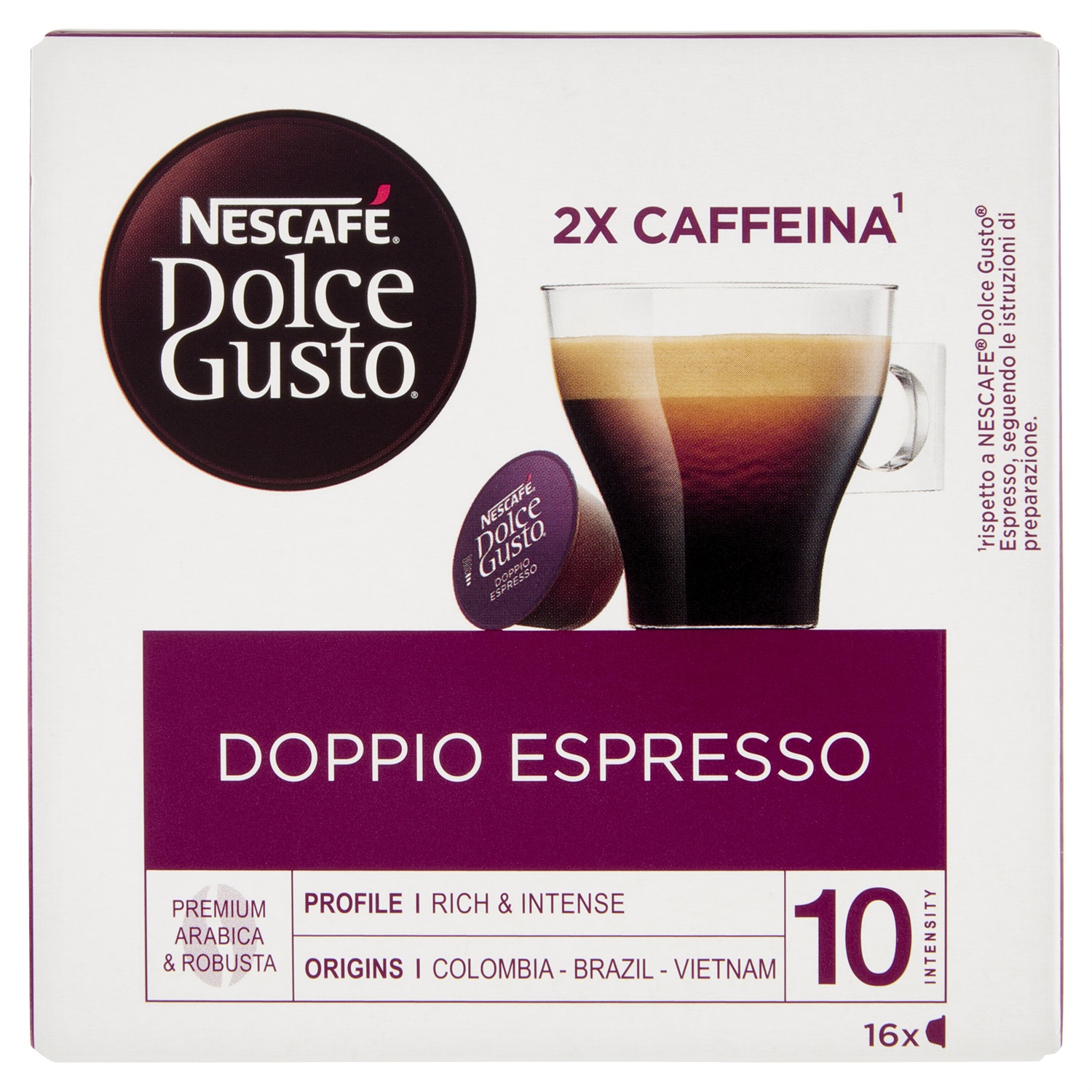 Nescafé Dolce Gusto Caffè Doppio Espresso - 16 Capsule, Intensità 10/13, Aroma Intenso con Note Fruttate e Crema Vellutata