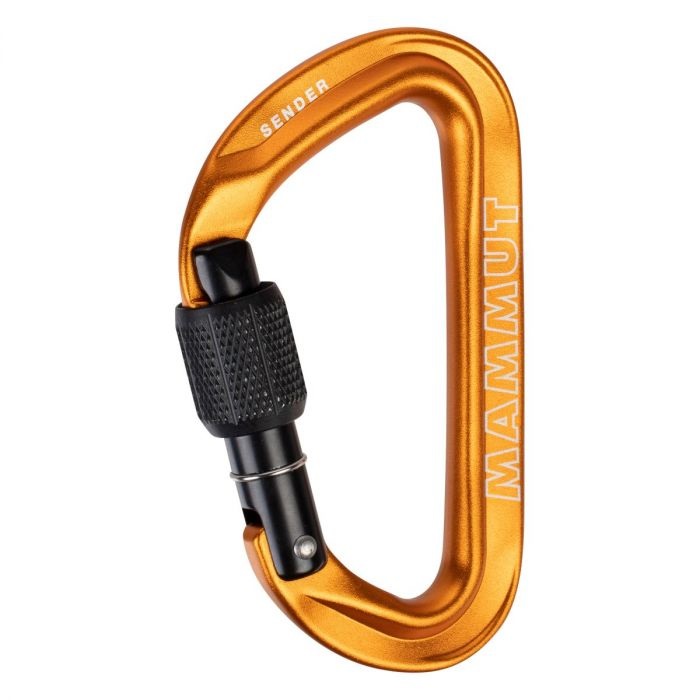 Mammut Sender Screwgate Moschettone a vite in Alluminio Oro - Resistenza 25 kN, A forma di D, Ideale per Arrampicata