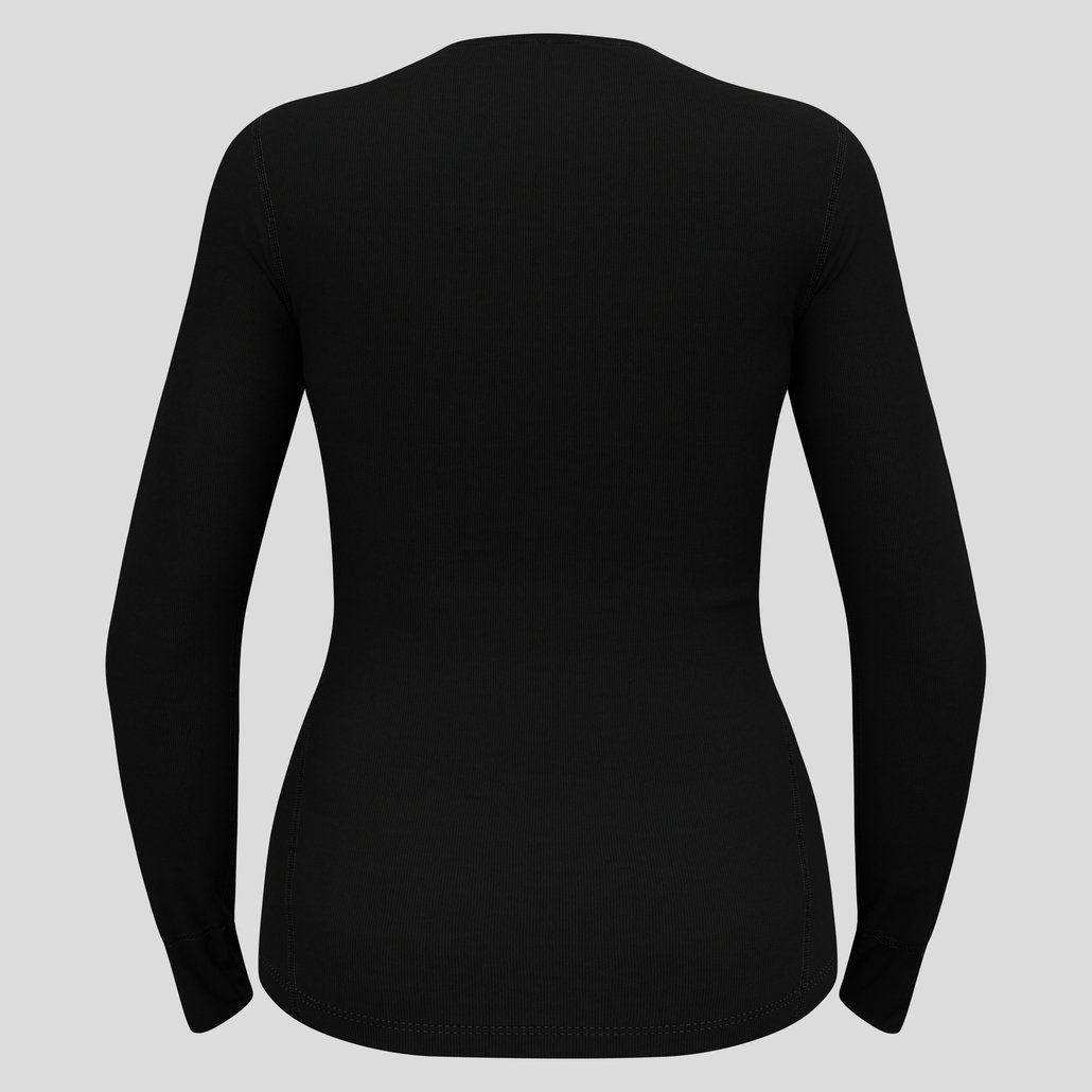 Odlo Maglietta Intima Tecnica Donna Active Warm Eco - Maniche Lunghe, Nero, Calore e Traspirabilità