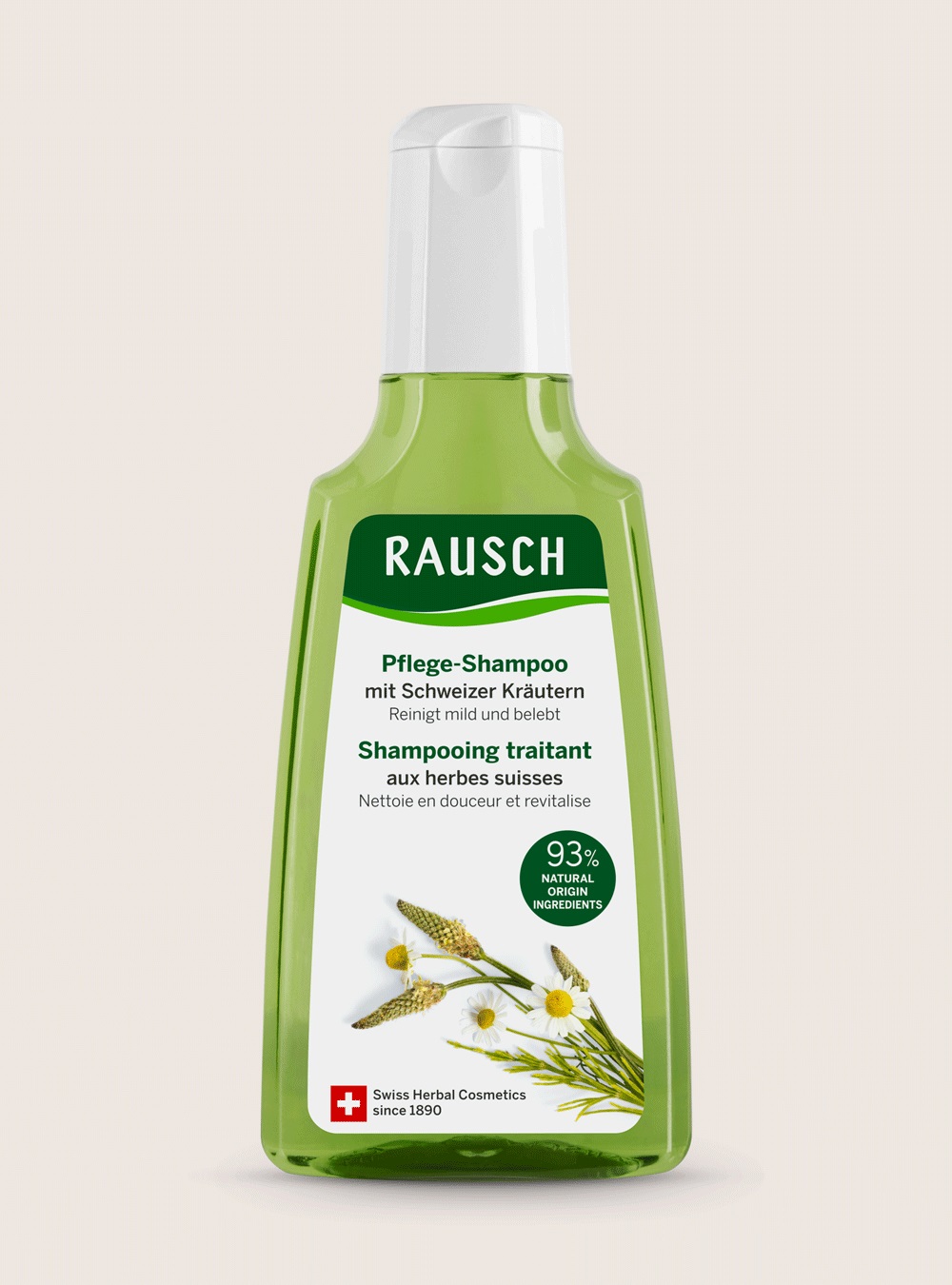 RAUSCH Shampoo Trattante alle Erbe Svizzere 200 ml - Deterge Delicatamente e Rivitalizza per Capelli Normali