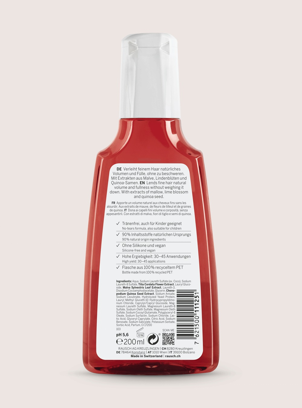 RAUSCH Shampoo Volumizzante alla Malva 200 ml - Per Capelli Fini e Delicati, Dona Tonicità e Volume