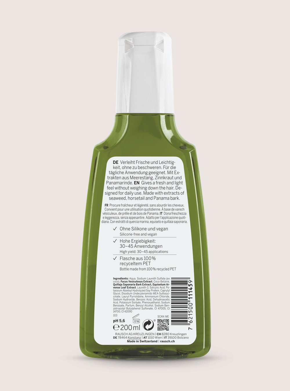 RAUSCH Shampoo Antisebo alla Quercia Marina 200 ml - Privo di Siliconi e Vegano
