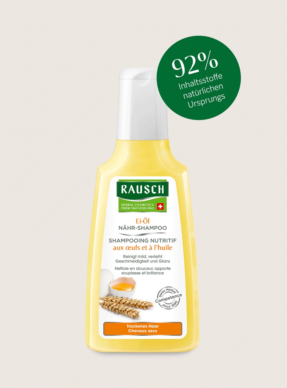 RAUSCH AG KREUZLINGEN Shampoo Nutriente All'Uovo e Olio 200 ml - Deterge, Idrata e Previene la Secchezza per Capelli Secchi e Ricci