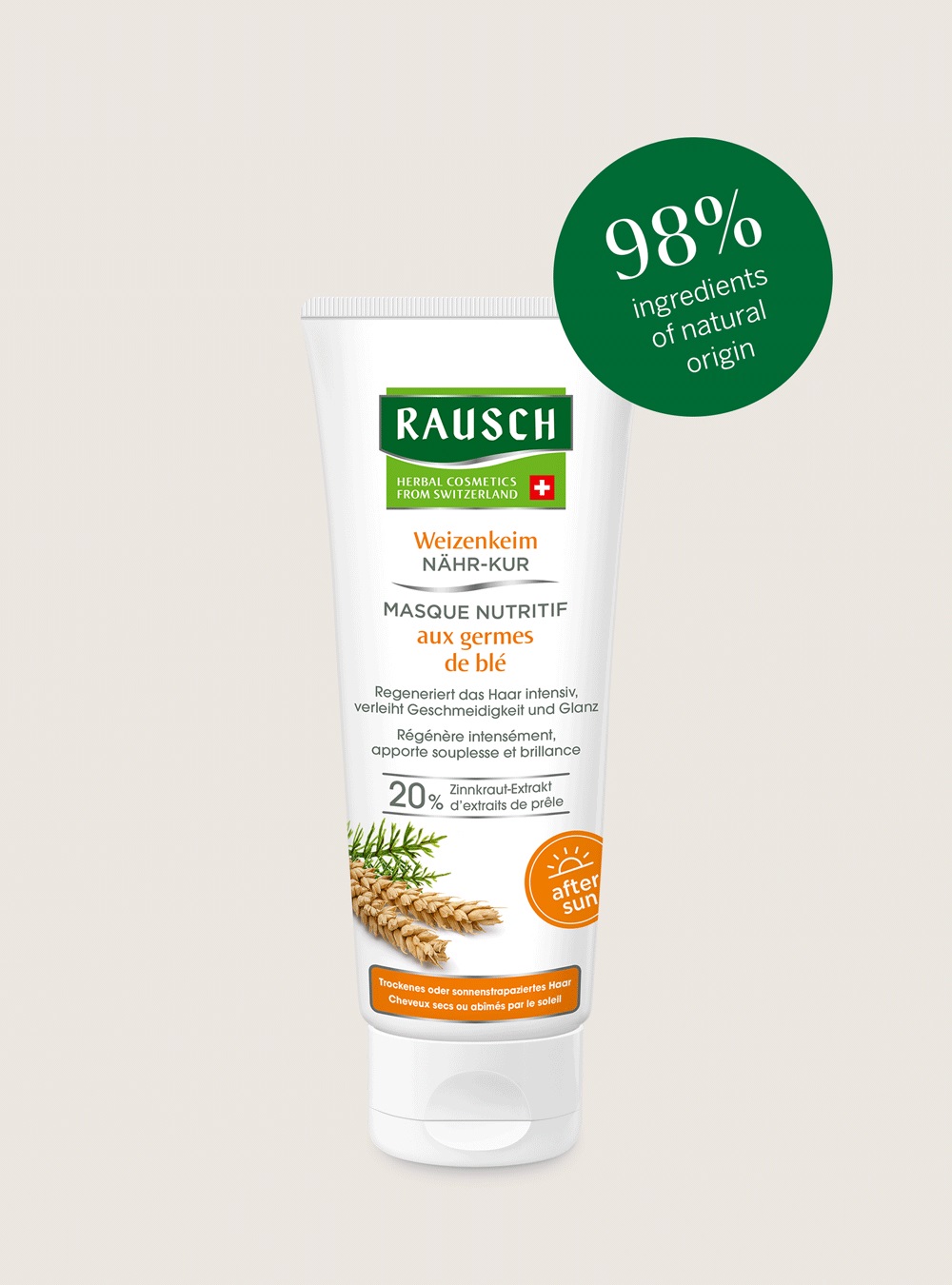 RAUSCH Maschera Nutriente al Germe di Frumento 100ml - per Capelli Secchi e Stressati, Vegano con Ingredienti Naturali