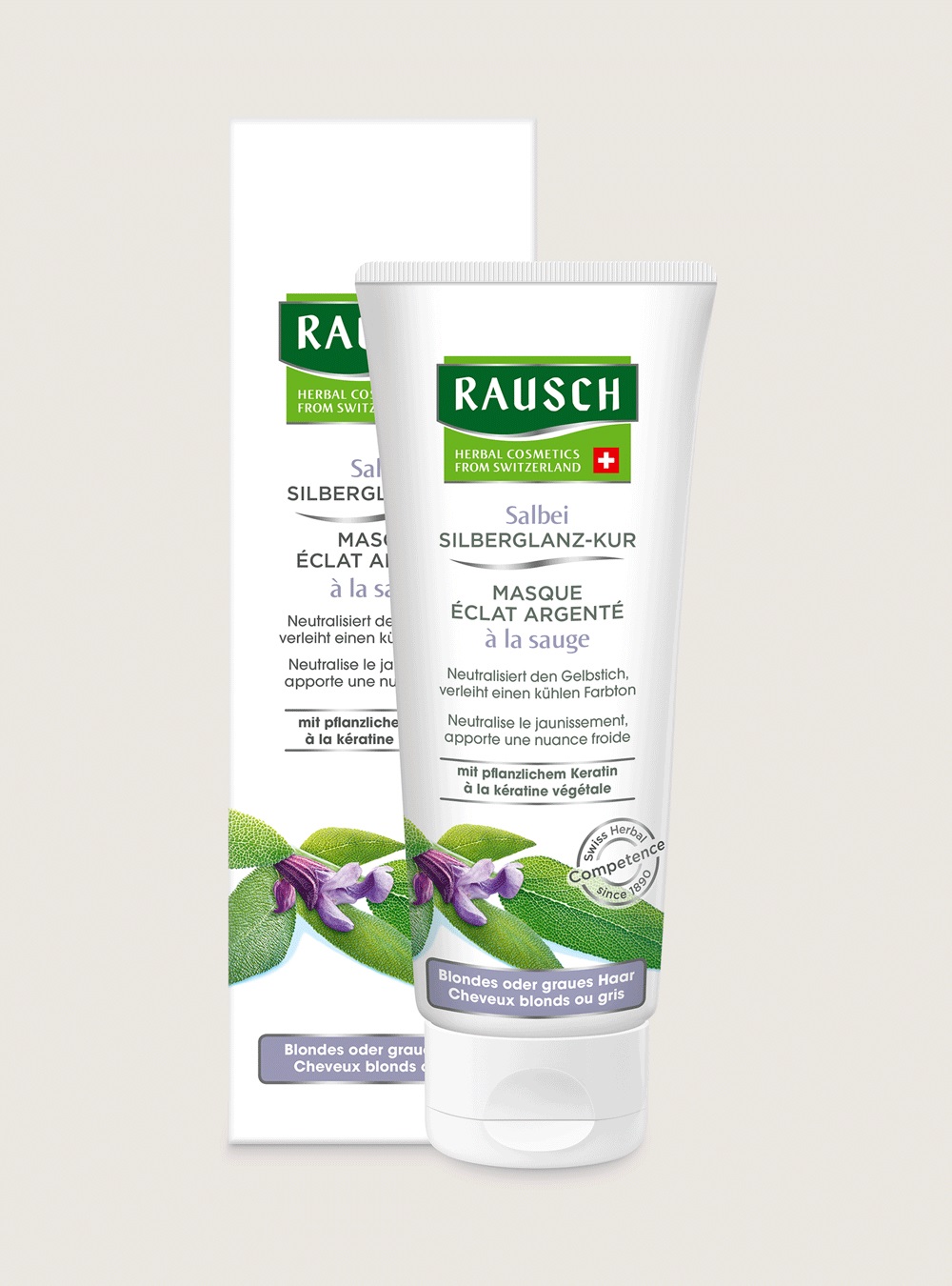RAUSCH Maschera Lucentezza Argentea alla Salvia 100 ml - Trattamento Rigenerante per Capelli Biondi e Grigi