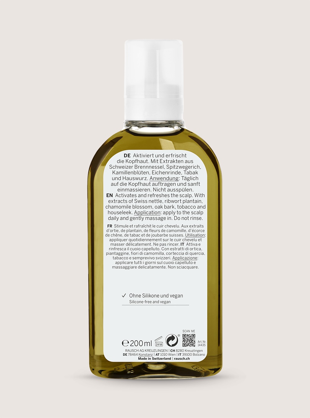 RAUSCH Tonificante per Cuoio Capelluto alle Erbe Svizzere 200 ml - Rinfrescante e Rivitalizzante