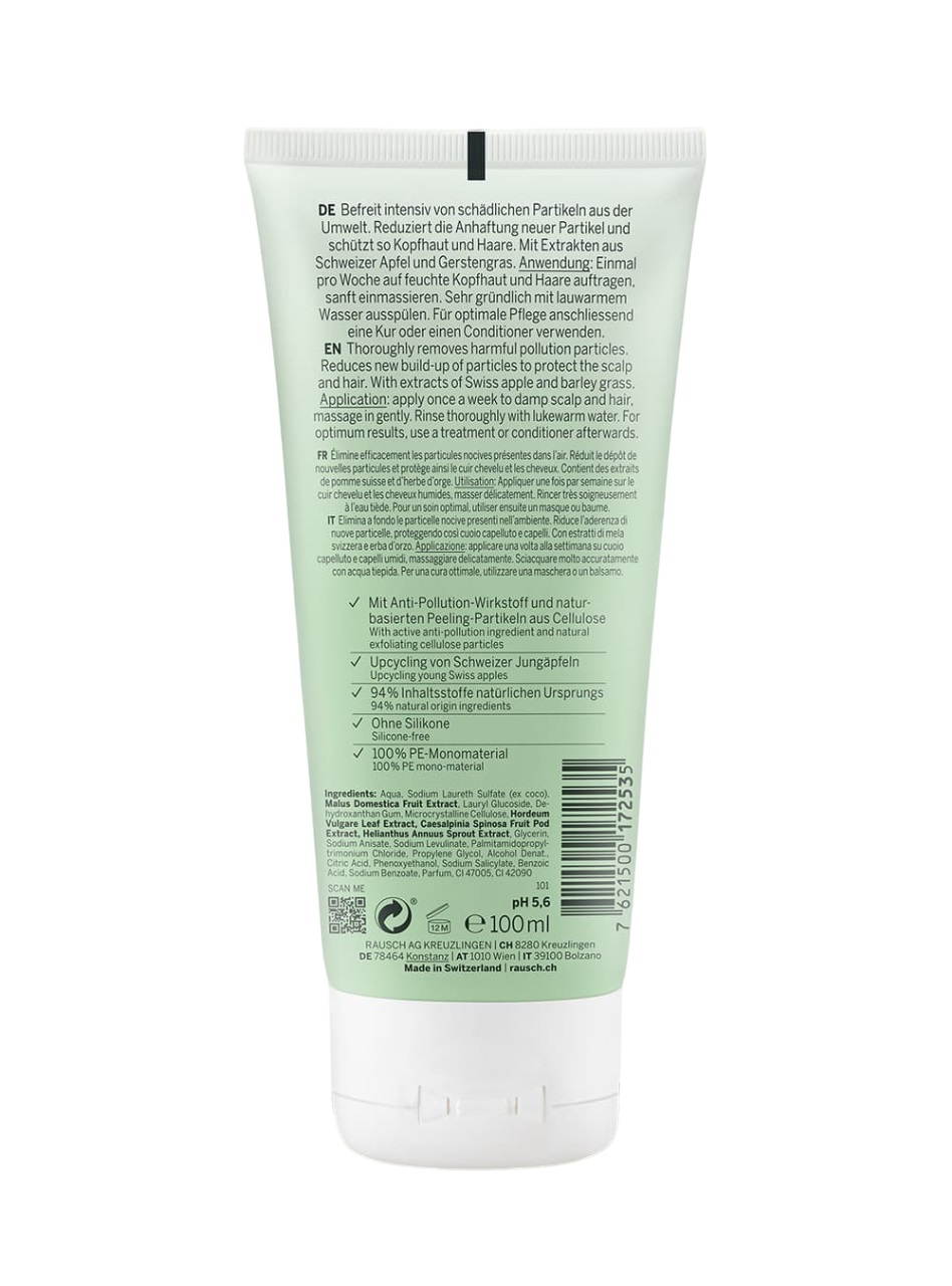 RAUSCH Shampoo Esfoliante Anti-Inquinamento con Mela Svizzera e Erba d'Orzo - 100 ml