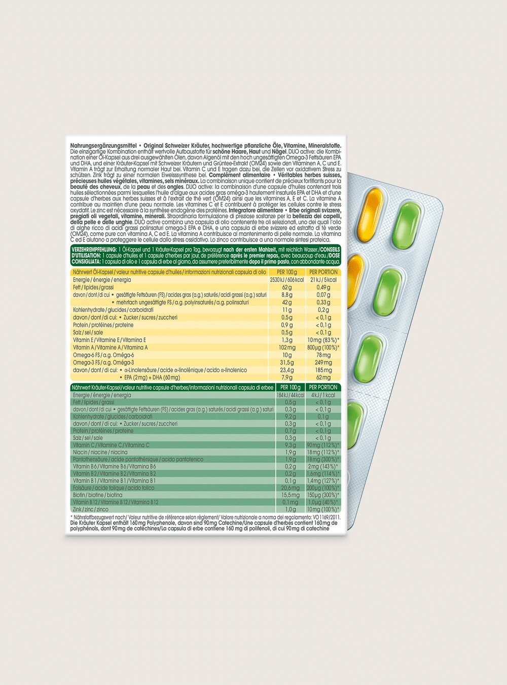 RAUSCH Capsule Vitalità alle Erbe Svizzere - 60 Capsule con Oli Vegetali, Vitamine e Minerali per Capelli, Pelle e Unghie