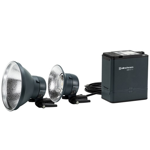 Elinchrom ELB 500 TTL Dual To Go - Set Completo con Generatore, 2 Torce, 1 Batteria e 2 Riflettori Grandangolari