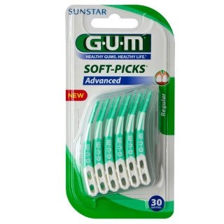 GUM Soft-Picks Advanced Scovolini Interdentali 30 Pezzi - Design Triangolare per Massima Efficacia nella Pulizia