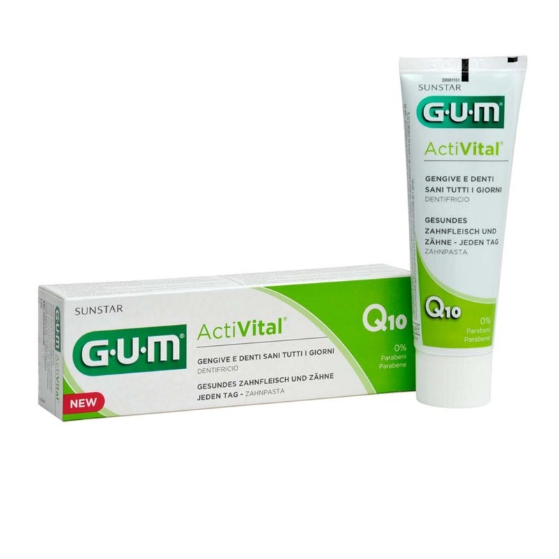 GUM Activital Dentifricio Gel 75 ml - Previene la carie, rimineralizza lo smalto, senza alcool e parabeni