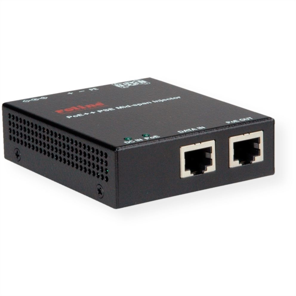 ROLINE 21.13.1202 Adattatore PoE e Iniettore Gigabit Ethernet - Velocità 10/100/1000 Mbit/s, Standard IEEE 802.3af/802.3at, Output AC 45-57V