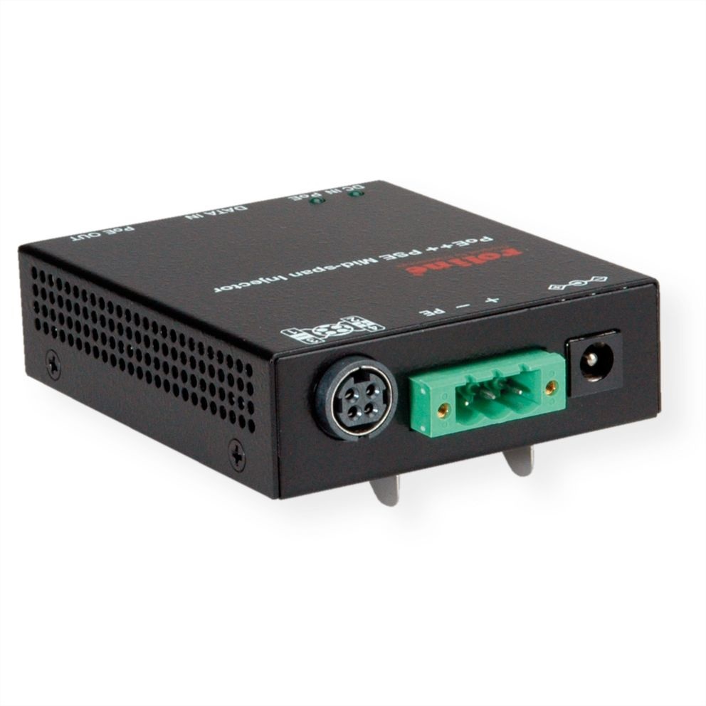 ROLINE 21.13.1202 Adattatore PoE e Iniettore Gigabit Ethernet - Velocità 10/100/1000 Mbit/s, Standard IEEE 802.3af/802.3at, Output AC 45-57V