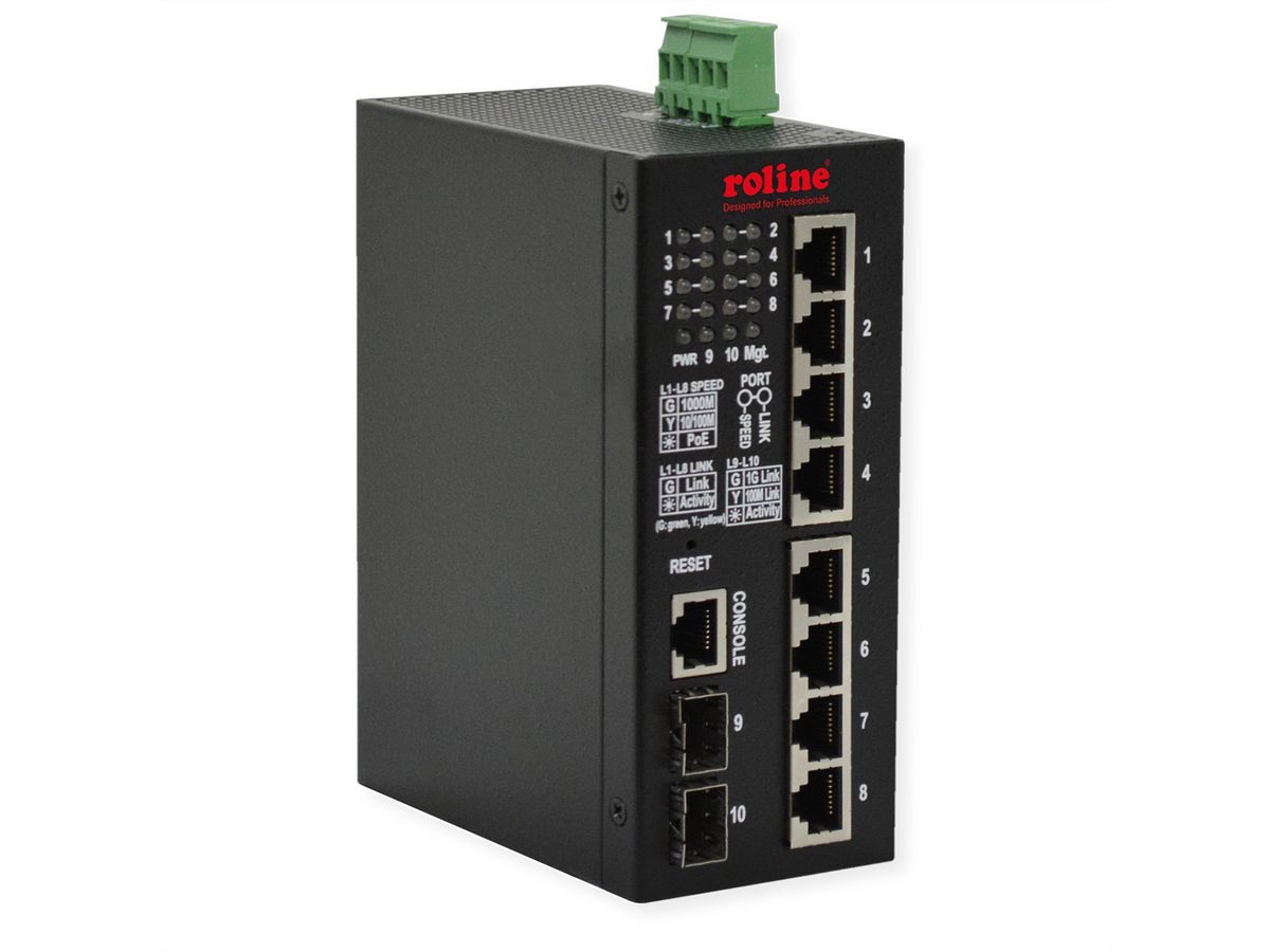 ROLINE 21.13.1131 Switch di Rete Gestito L2 Gigabit Ethernet (10/100/1000) con 8 Porte RJ-45 e Supporto Power over Ethernet (PoE) - Nero