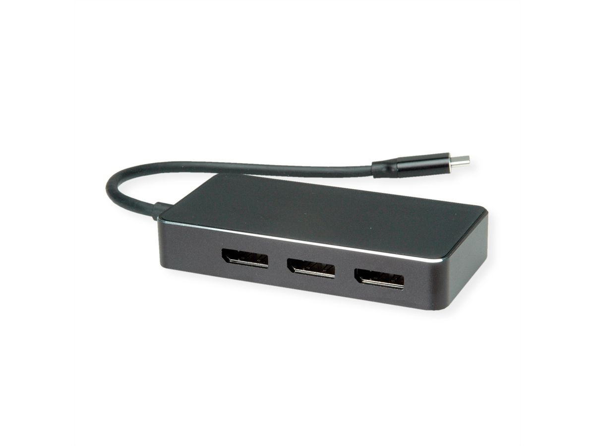 VALUE Adattatore Multi-Display USB Tipo-C a 3 x DisplayPort 0,19 m - Supporto Multi-Stream 4K