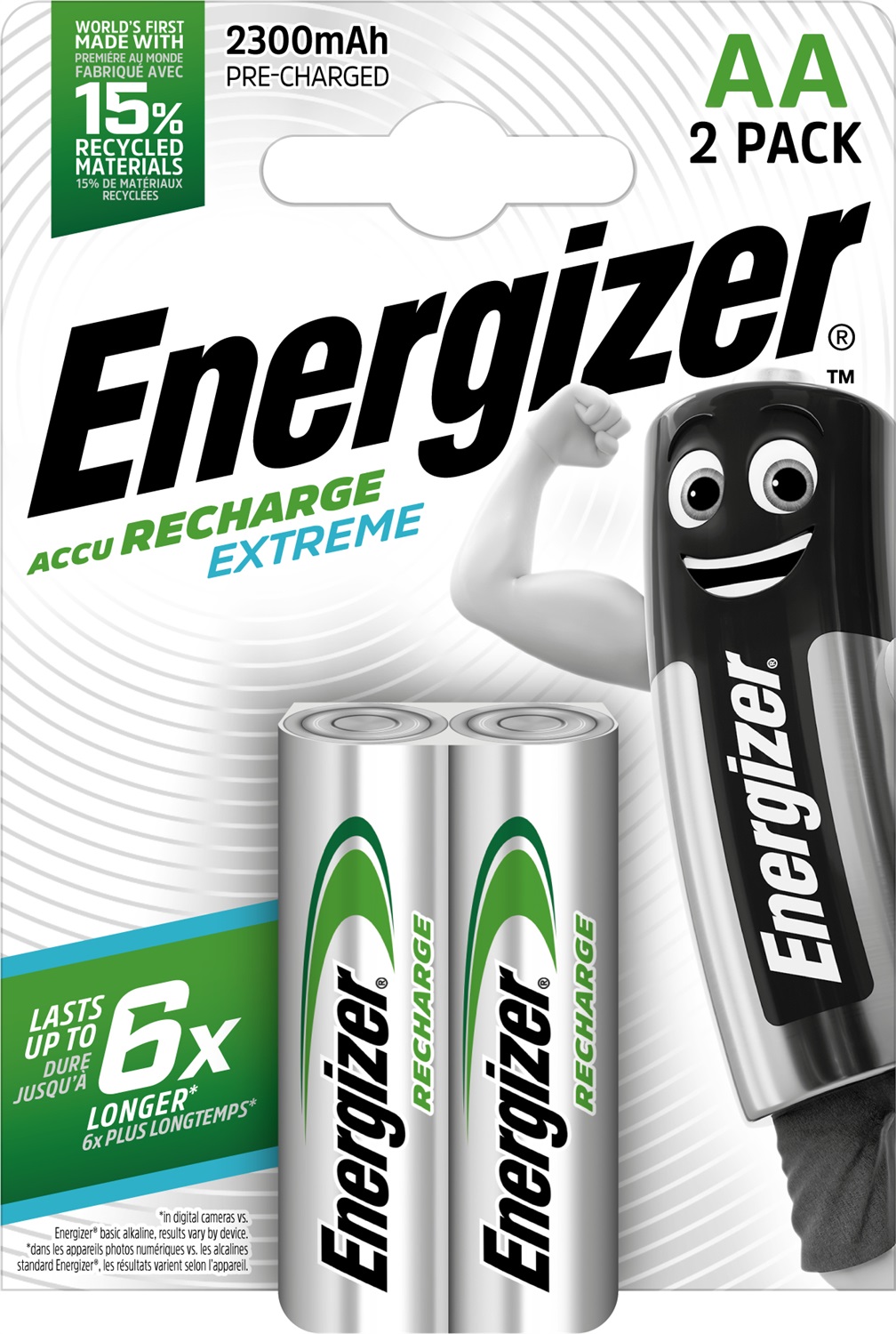 Energizer Batteria Ricaricabile Extreme 2300 mAh AA (Stilo) - Blister 2 Pezzi, Nichel-Metallo Idruro (NiMH), Eco-Friendly