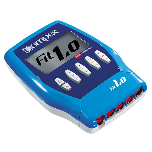 Compex Fit 1.0 - Elettrostimolatore Muscolare EMS, TENS e Massaggio, 4 Canali, 999 Livelli di Intensità, 10 Programmi, Compatibile con App Compex Coach, Blu