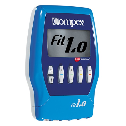 Compex Fit 1.0 - Elettrostimolatore Muscolare EMS, TENS e Massaggio, 4 Canali, 999 Livelli di Intensità, 10 Programmi, Compatibile con App Compex Coach, Blu