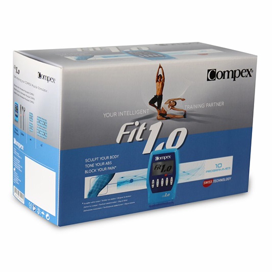 Compex Fit 1.0 - Elettrostimolatore Muscolare EMS, TENS e Massaggio, 4 Canali, 999 Livelli di Intensità, 10 Programmi, Compatibile con App Compex Coach, Blu