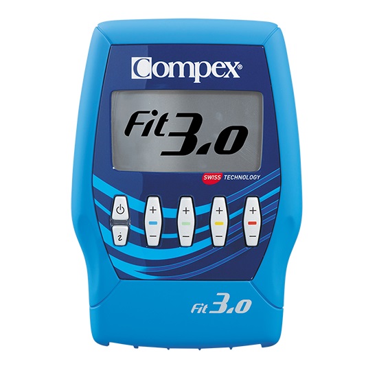 Compex Fit 3.0 Elettrostimolatore a 4 Canali con Tecnologia Muscle Intelligence, 20 Programmi e 1 Busta di Elettrodi 5x5 in Omaggio