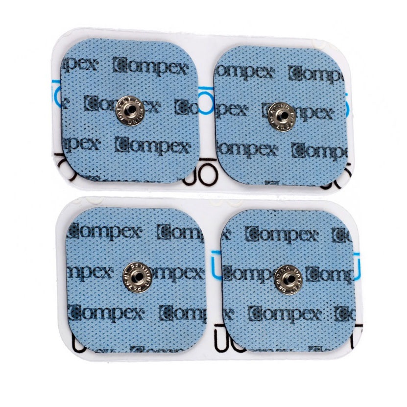 Compex Elettrodi Performance Snap 5x5cm - Busta da 4 pezzi, Autoadesivi e Riutilizzabili