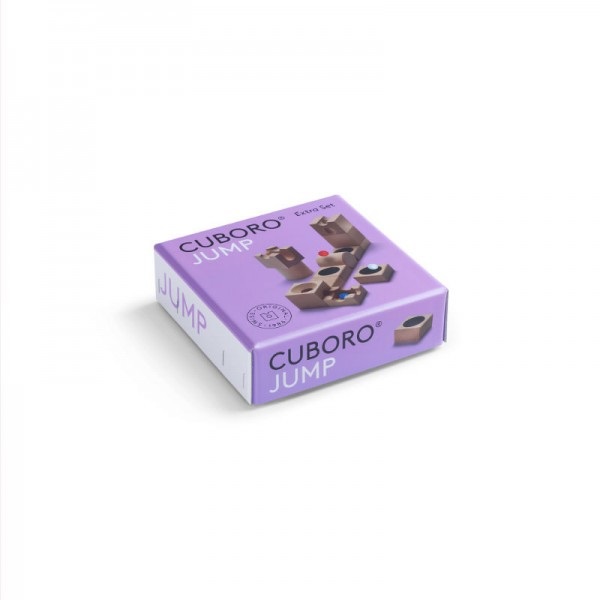 Cuboro Jump - Set Extra con 12 Blocchi in Legno e 3 Elementi Trampolino per Salti Avventurosi